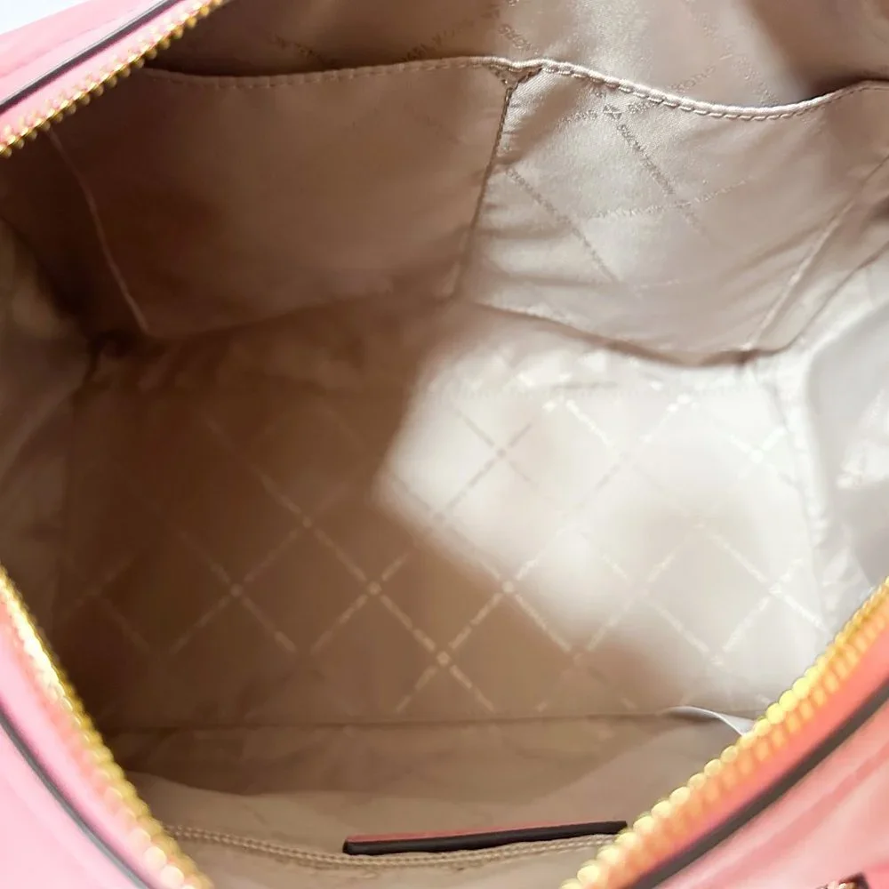Michael Kors Pink Trim Logo Satchel with Adjustable Strap